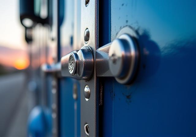 Close-up of a secured FTL shipment